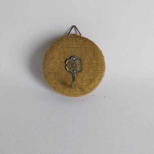 Vintage French hanger used, metal hook on velour base