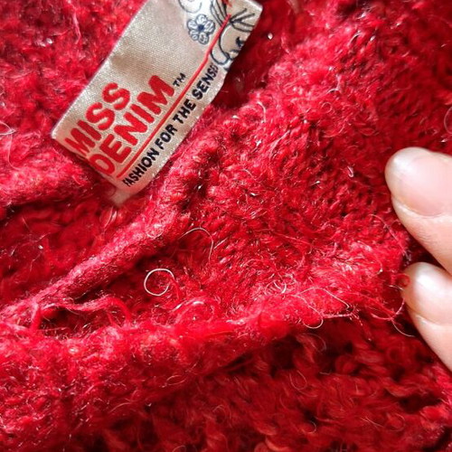 Vintage Red Burgundy Knitted Blouse Miss Denim new, size S/M