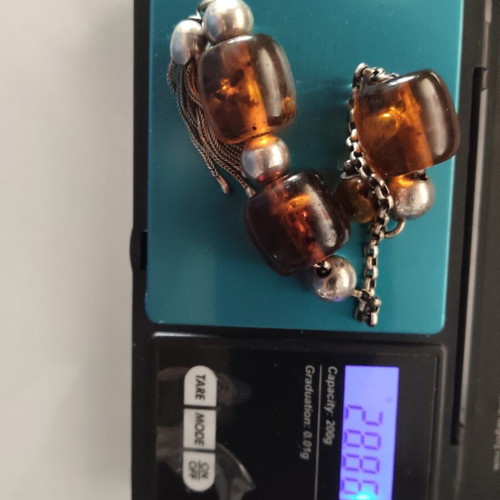 Silver Begleri with amber beads