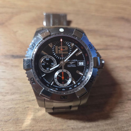 Longines HydroConquest wrist chronograph watch, grey