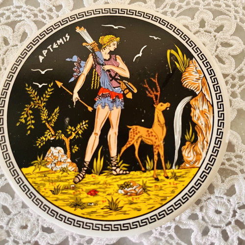 Ancient Greek mythology ceramic coasters used, set of 5