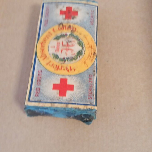 Vintage Johnson & Johnson Perfect Absorbent Cotton Box with Content WWI