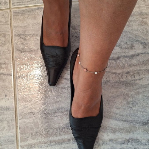 Black leather pointed pumps, size 36, 6cm heel