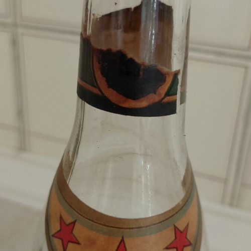 Vintage 3 Star Brandy Bottle empty, label damaged