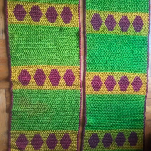 Handmade rugs used, set of 2 pieces 125x45 cm