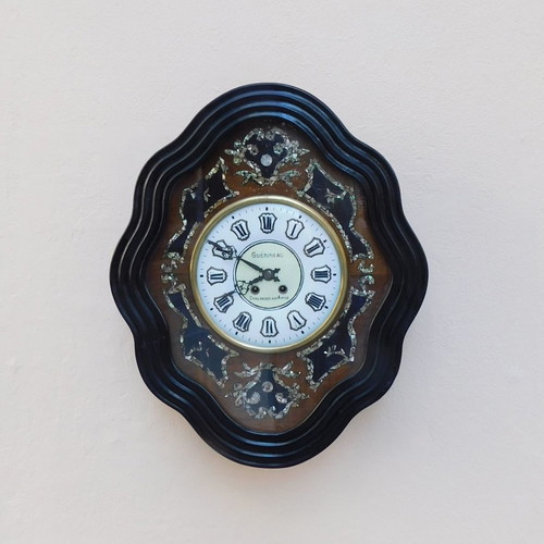 Wooden wall clock French "Oeil de Boeuf" about 130 years old