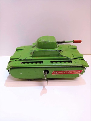 Wind-up tank old tin Greek used from 60s-70s