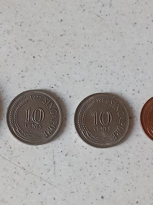 Νομίσματα Σιγκαπούρης μεταχειρισμένα, 50, 10, 5, 1 cents 1980-1981