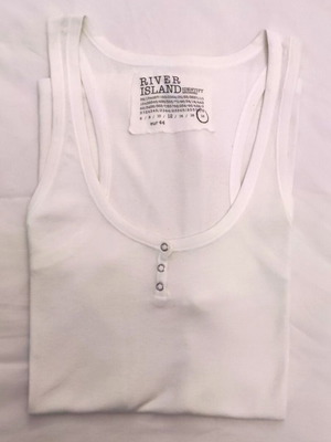 River Island αμάνικο βαμβακερό μπλουζάκι μεταχειρισμένο, μέγεθος 18, άσπρο