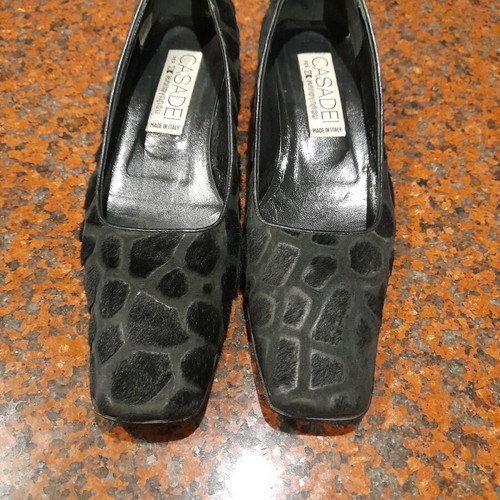 Casadei pumps new, size 37, black with pony skin and laser leather