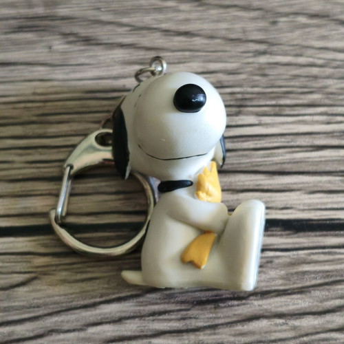 Snoopy & Woodstock Mini Figure Keychain used, vintage Plastoy