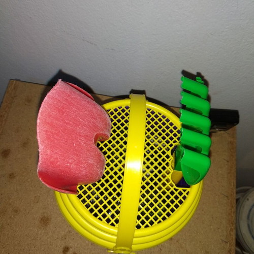 Sand bucket used with shovel, rake and 4 toy cars