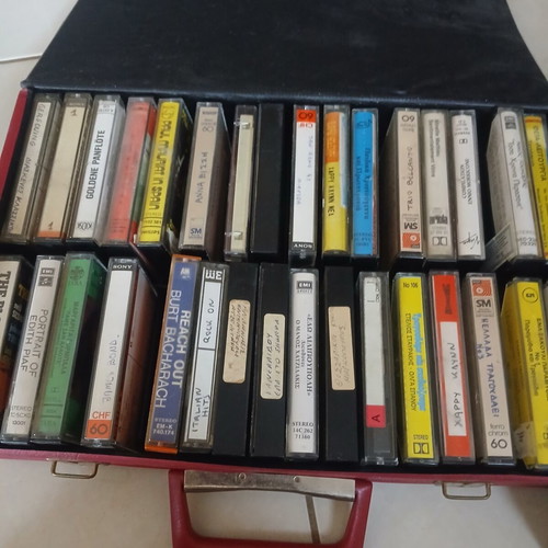 Carrying case with 55 cassette tapes