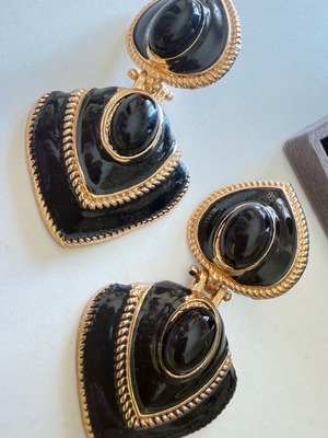 Earrings black and gold new