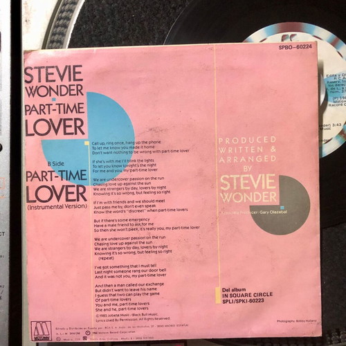 Stevie Wonder Part-Time Lover vinyl like new, 7", 45 RPM, single, pop