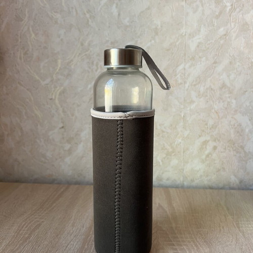 Glass bottle with thermo cover like new