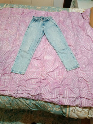 Pink Woman high rise buggy jeans like new, size XS 34 6, blue