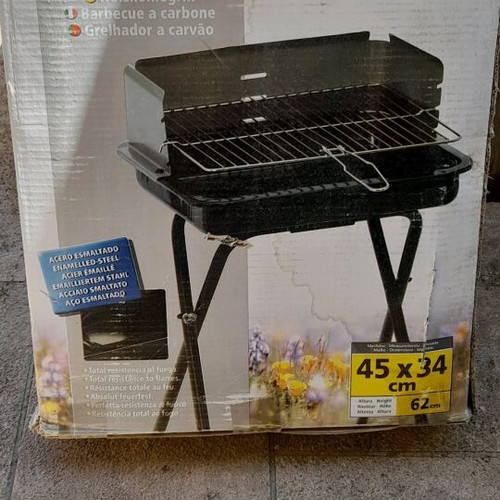Charcoal barbecue enamelled with legs new 45x34 cm