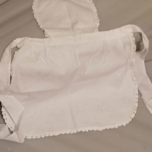 Two mid-century towels, one in excellent condition with lace, the other moderate