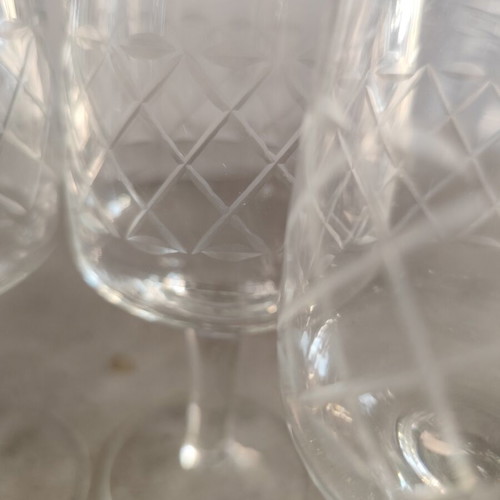 Vintage stemmed wine glasses, set of six