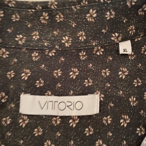 Men's floral print cotton shirt XL like new, black slim fit