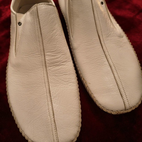Langsley men's leather slip-on loafers white size 43 new