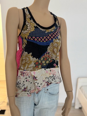 Medium satin patchwork blouse used, multicolored