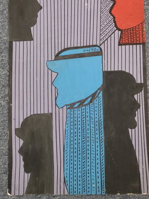 Signed painting used 40x64 mixed media on plywood