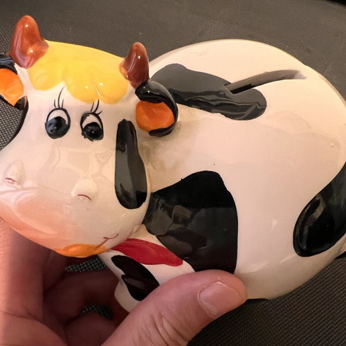 Ceramic Cow Piggy Bank like new, decorative and cute