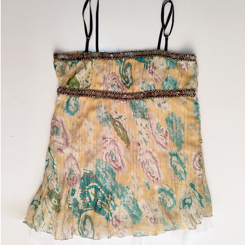Floral Top like new, size S, yellow with sequins