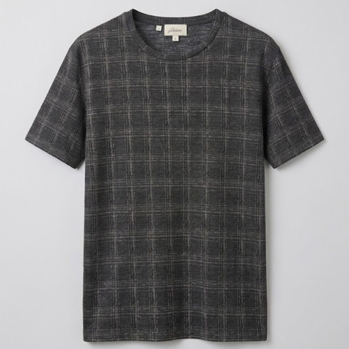 Brioni men's T-shirt, black and grey, cotton and silk