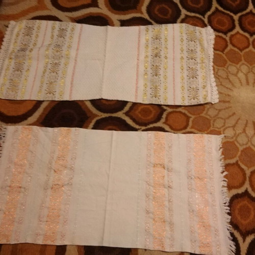 Table runners unused, set of 2 woven towels 86x44 and 97x44