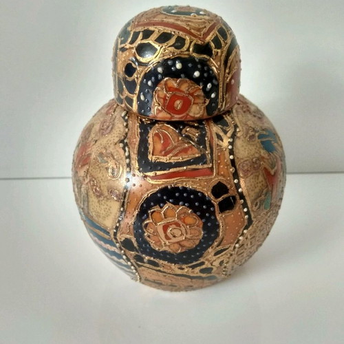 Satsuma vases used, set of 2, height 13 cm