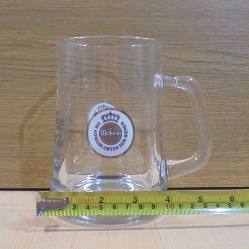 Warsteiner beer set of two used promotional glass mugs 0.5l