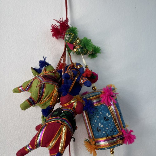 Ethnic Boho Wall Hanging Decorative Elephants and Bells like new