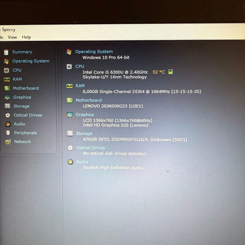 Lenovo Thinkpad T470 laptop, Intel Core i5, 8GB RAM, 476GB SSD