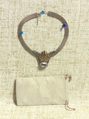 Faux Bijoux pendant necklace new, vintage style, grey