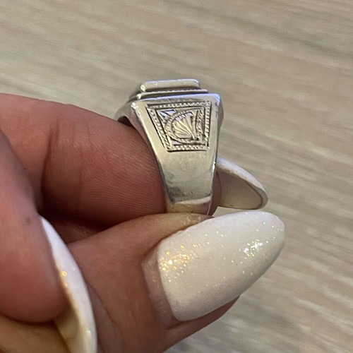 Silver 925 ring with black onyx stone, used, size 52