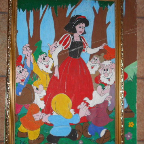 Large surface painting and frame used