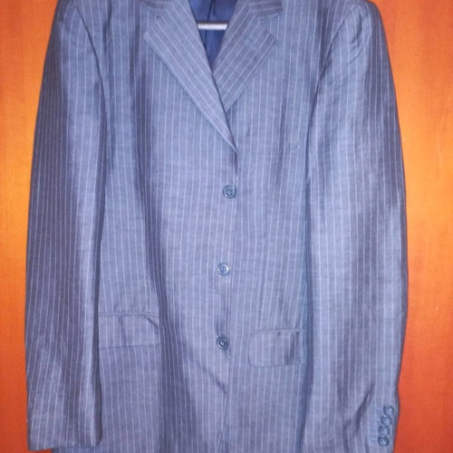 Prince Oliver men's summer jacket used, blue striped, linen
