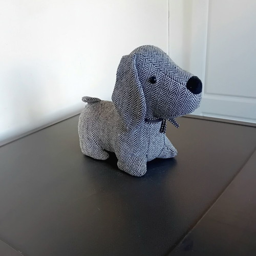 Door Stop Fabric Dog Design, Like New, Velvet Composition
