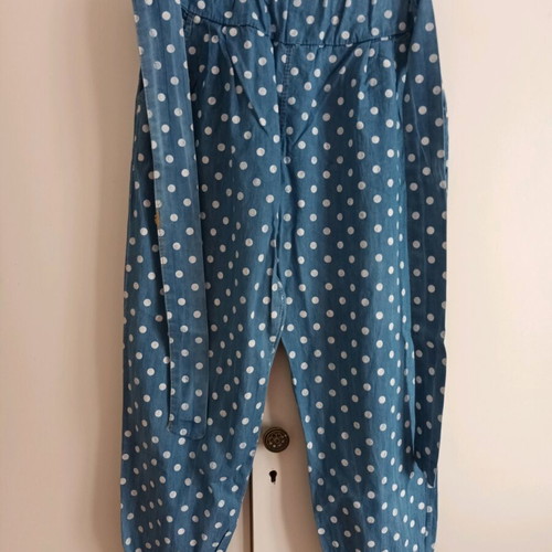 Maternity pants like new, comfortable and cool, blue with white dots