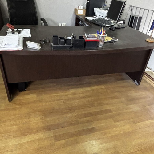 Sato Corner Desk with Drawer Unit like new, dark brown