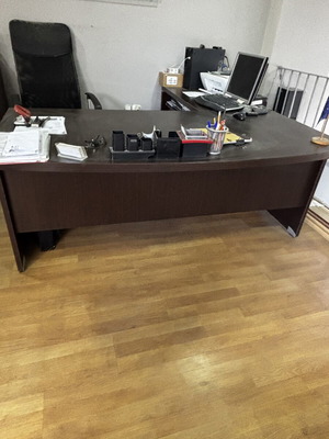Sato Corner Desk with Drawer Unit like new, dark brown