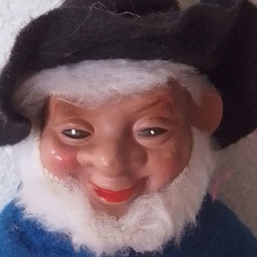 Vintage charming dwarf figure gnome used, plastic with felt