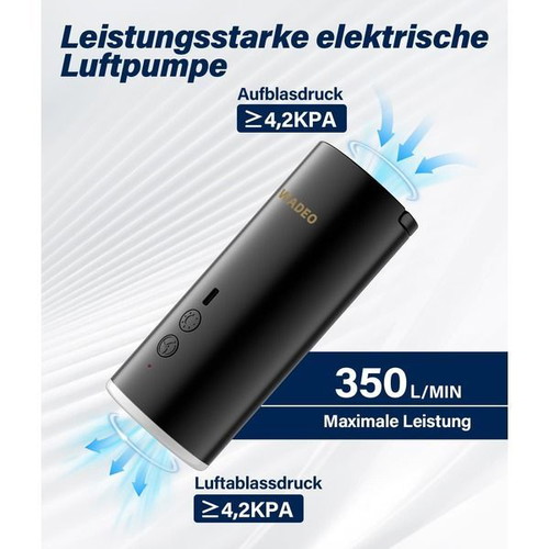 WADEO portable electric pump 4000 mAh with LED and 5 nozzles