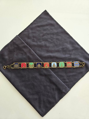 Vintage bracelet used, multicolor Paris souvenir enamel
