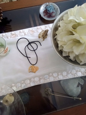Pendant with double heart stainless steel with black adjustable cord like new