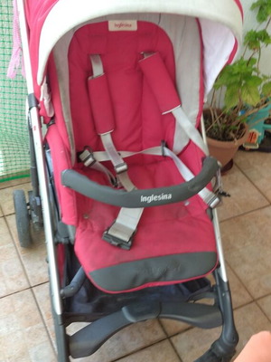 Per Perego stroller red used with removable seat and footmuff