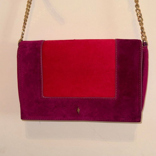 Paul's Boutique Crossbody Bag like new, suede, red and pink color-blocking
